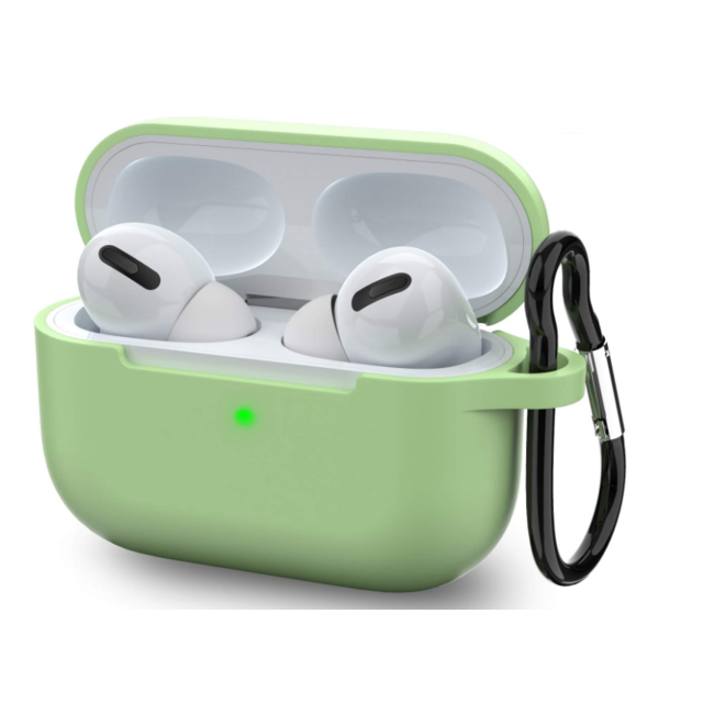 Case2go - Hoesje geschikt voor Apple Airpods Pro - Premium Siliconen beschermhoes met opdruk - 3.0 mm - Groen