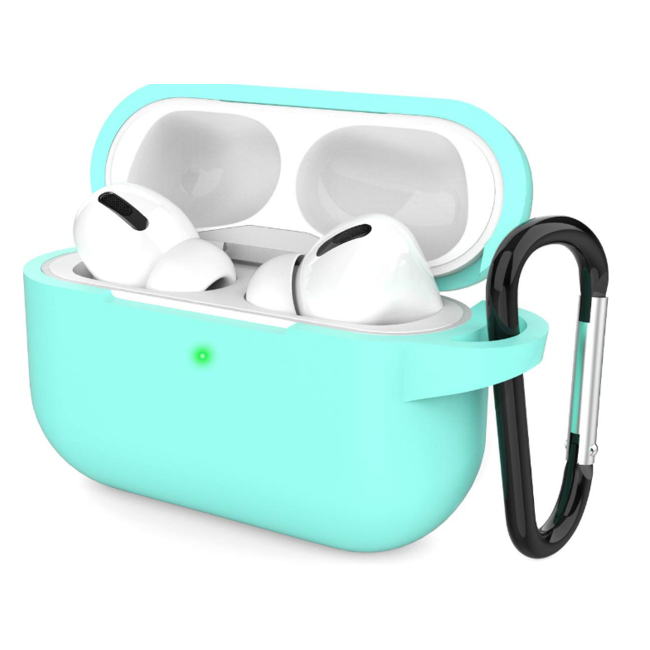 Case2go - Hoesje geschikt voor Apple Airpods Pro - Premium Siliconen beschermhoes met opdruk - 3.0 mm - Licht Blauw