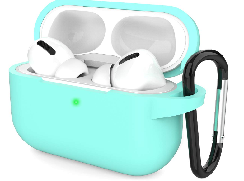 Case2go - Hoesje geschikt voor Apple Airpods Pro - Premium Siliconen beschermhoes met opdruk - 3.0 mm - Licht Blauw afbeelding