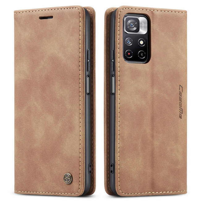 CaseMe - Hoesje geschikt voor Xiaomi Redmi Note 11 - Wallet Book Case - Magneetsluiting - Licht Bruin