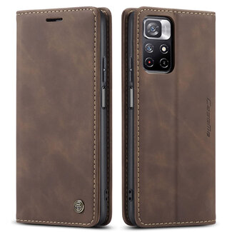 CaseMe CaseMe - Hoesje geschikt voor Xiaomi Redmi Note 11 - Wallet Book Case - Magneetsluiting - Donker Bruin