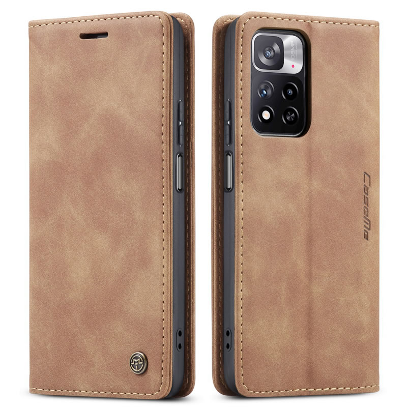 CaseMe - Hoesje geschikt voor Xiaomi Redmi Note 11 Pro  - Wallet Book Case - Magneetsluiting - Licht Bruin afbeelding