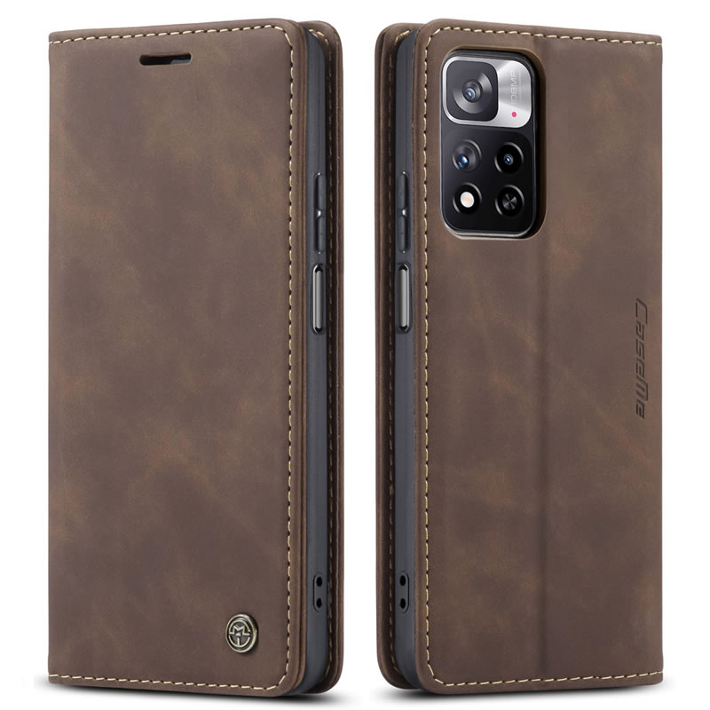 CaseMe - Hoesje geschikt voor Xiaomi Redmi Note 11 Pro  - Wallet Book Case - Magneetsluiting - Donker Bruin afbeelding