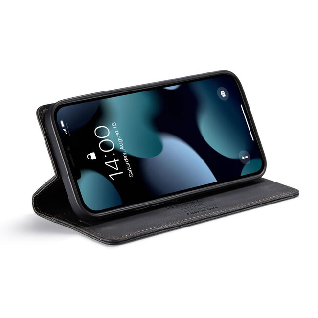 AutSpace - Telefoonhoesje geschikt voor Apple iPhone 13 Pro - Wallet Book Case - Magneetsluiting - met RFID bescherming - Zwart
