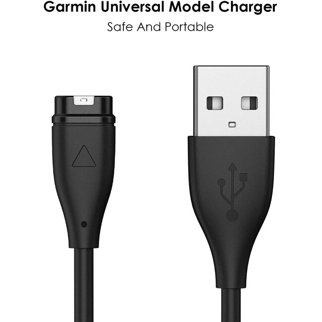 2-Pack - Garmin Oplaadkabel - 2 m - Compatibel met Garmin Instinct / Forerunner / Fenix / Venu/Venu SQ / Vivoactive / Epix Pro / Vivomove / Fenix / Approuch - USB-oplaadkabel oplader - Zwart
