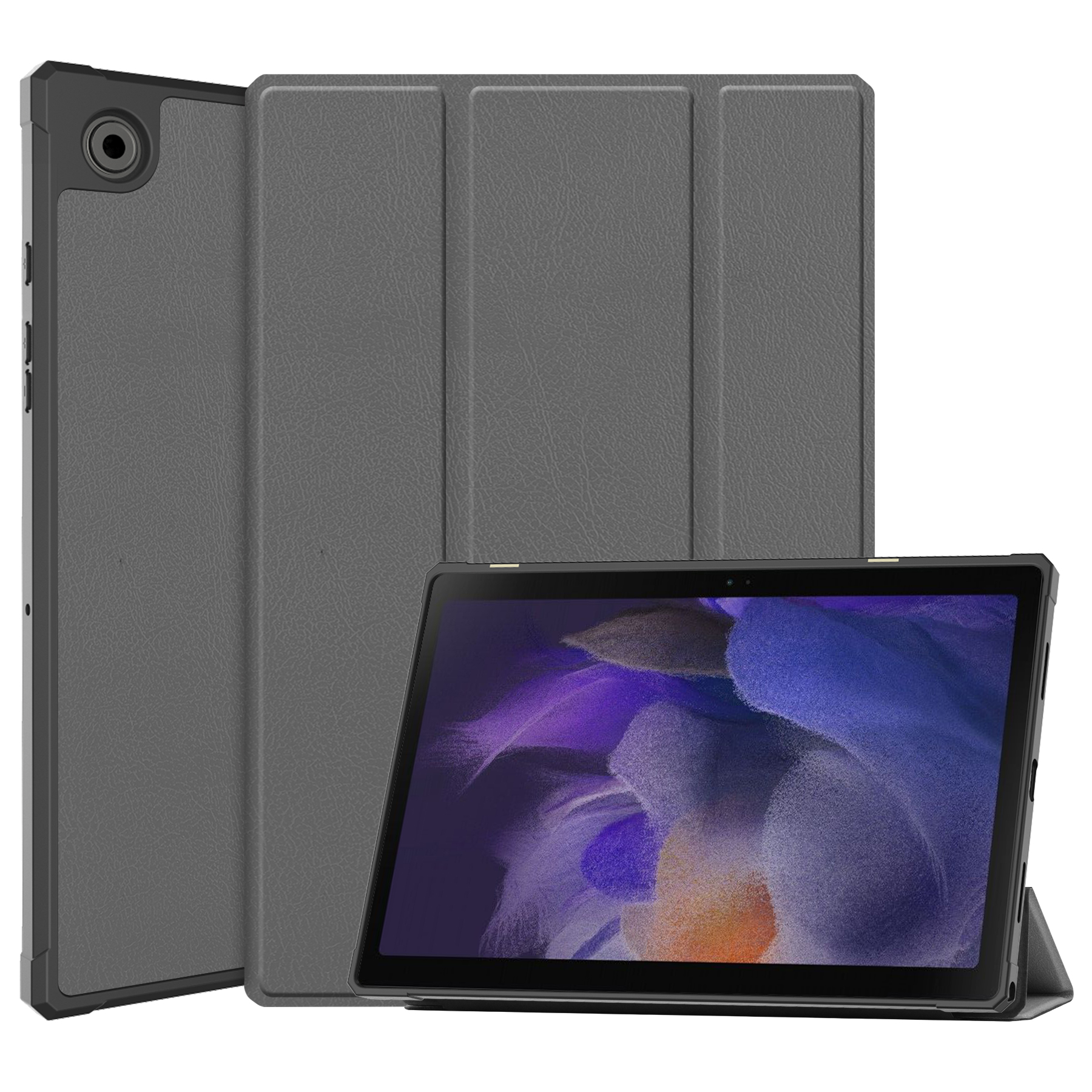 Case2go - Tablet hoes geschikt voor Samsung Galaxy Tab A8 (2022 &amp; 2021) - 10.5 inch - Flexibel TPU - Tri-Fold Book Case - Grijs afbeelding