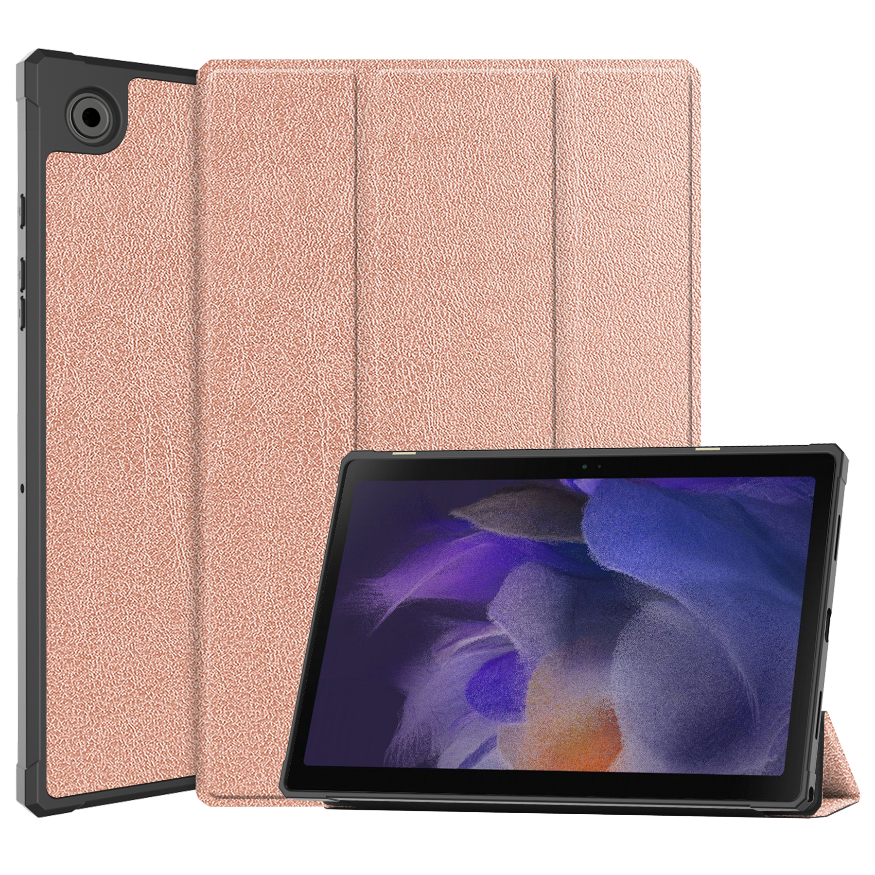 Case2go - Tablet hoes geschikt voor Samsung Galaxy Tab A8 (2022 &amp; 2021) - 10.5 inch - Flexibel TPU - Tri-Fold Book Case - Rosé-Goud afbeelding