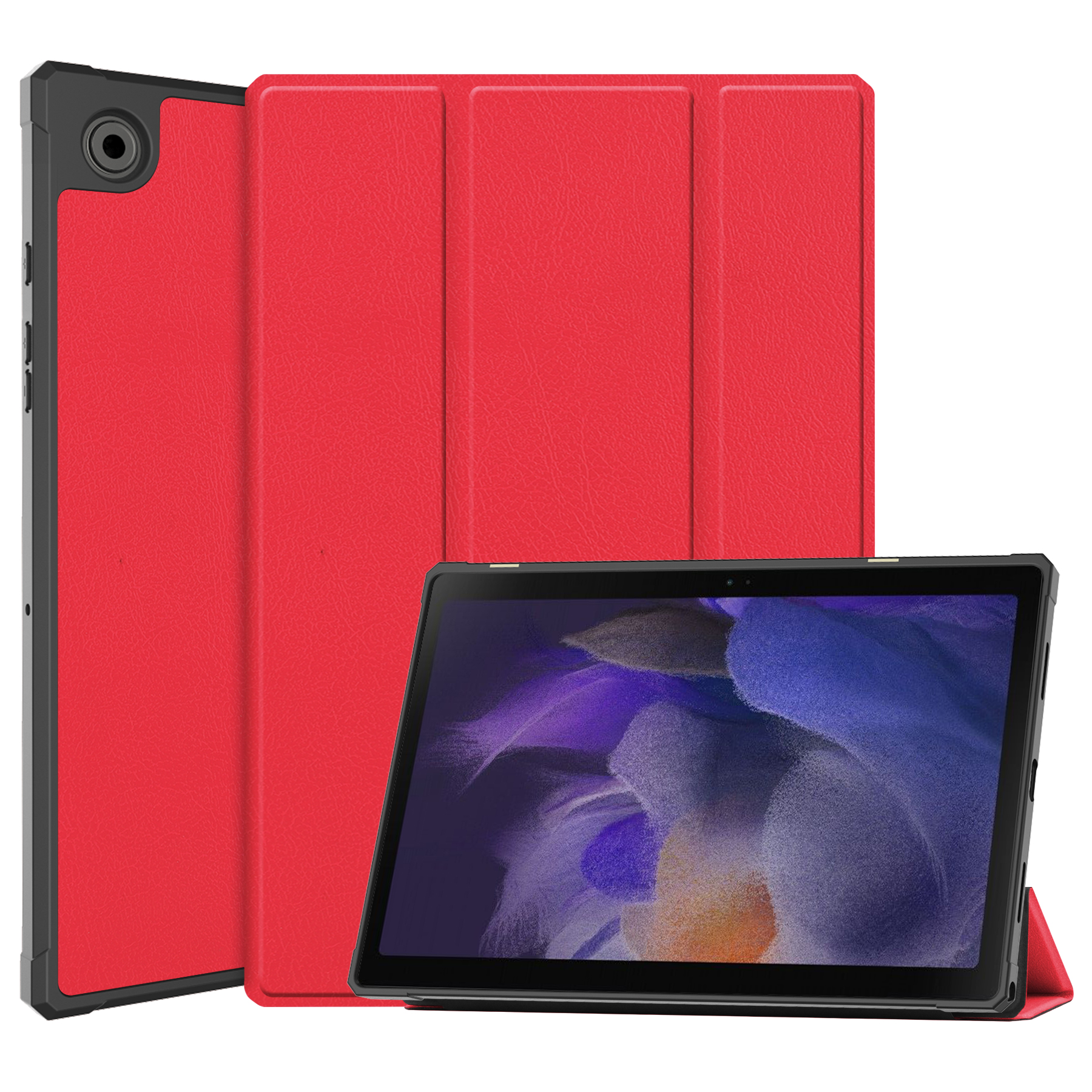 Case2go - Tablet hoes geschikt voor Samsung Galaxy Tab A8 (2022 &amp; 2021) - 10.5 inch - Flexibel TPU - Tri-Fold Book Case - Rood afbeelding