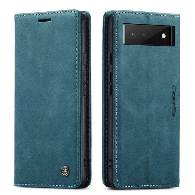 CaseMe - Hoesje geschikt voor Google Pixel 6 - Wallet Book Case - Magneetsluiting - Blauw