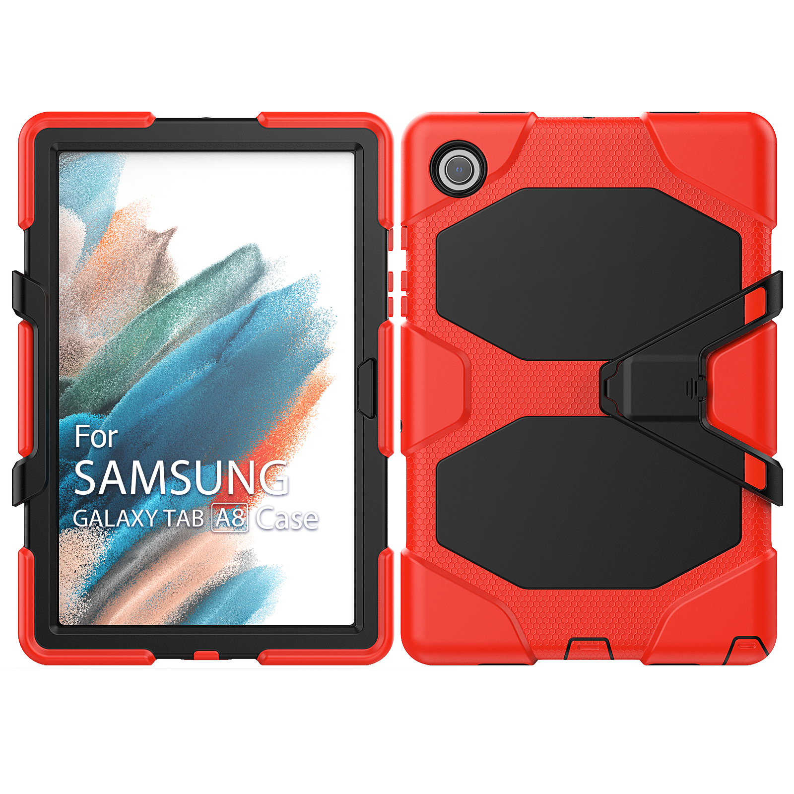 Case2go - Tablet hoes geschikt voor Samsung Galaxy Tab A8 (2022 &amp; 2021) - 10.5 Inch - Extreme Armor Case - Rood afbeelding