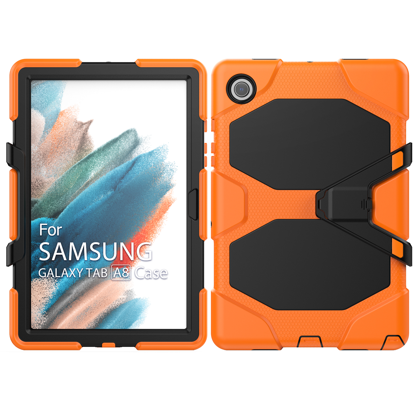 Case2go - Tablet hoes geschikt voor Samsung Galaxy Tab A8 (2022 &amp; 2021) - 10.5 Inch - Extreme Armor Case - Oranje afbeelding