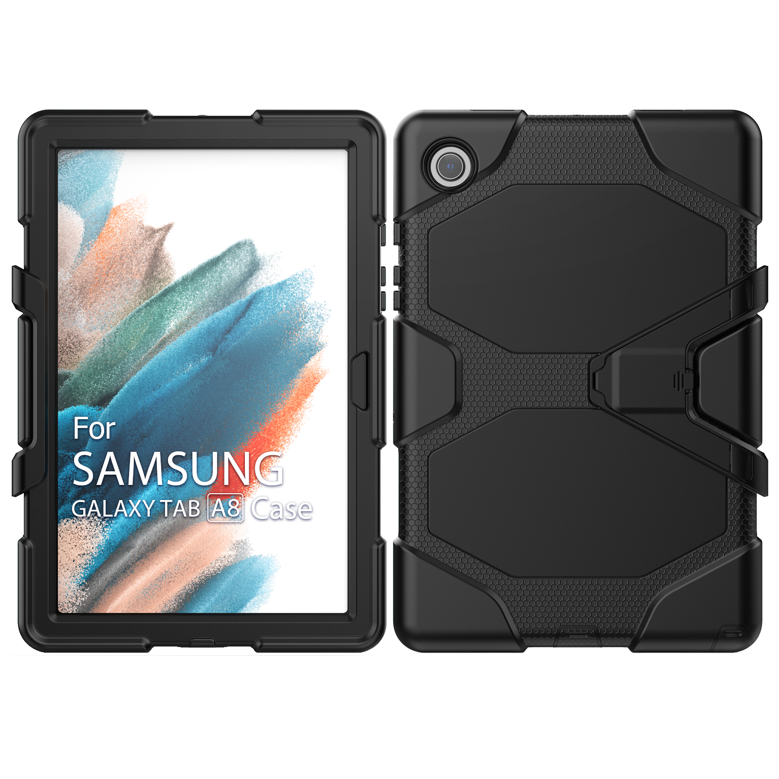 Case2go - Tablet hoes geschikt voor Samsung Galaxy Tab A8 (2022 &amp; 2021) - 10.5 Inch - Extreme Armor Case - Zwart afbeelding