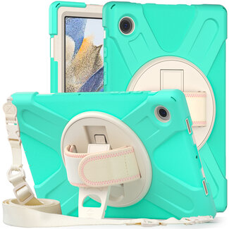 Case2go Case2go - Tablet Hoes geschikt voor Samsung Galaxy Tab A8 (2022 &amp; 2021) - 10.5 Inch - Hand Strap Armor Case - Turquoise