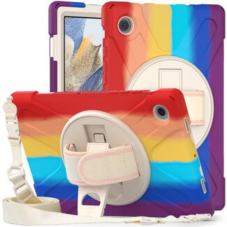 Case2go Case2go - Tablet Hoes geschikt voor Samsung Galaxy Tab A8 (2022 &amp; 2021) - 10.5 Inch - Hand Strap Armor Case - Regenboog