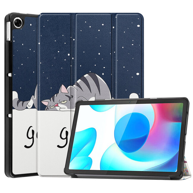 Case2go - Tablet Hoes geschikt voor Realme Pad - 10.4 inch - Tri-Fold Book Case - Auto Wake functie - Goodnight