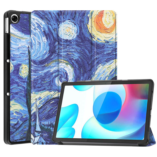 Case2go - Tablet Hoes geschikt voor Realme Pad - 10.4 inch - Tri-Fold Book Case - Auto Wake functie - Sterrenhemel