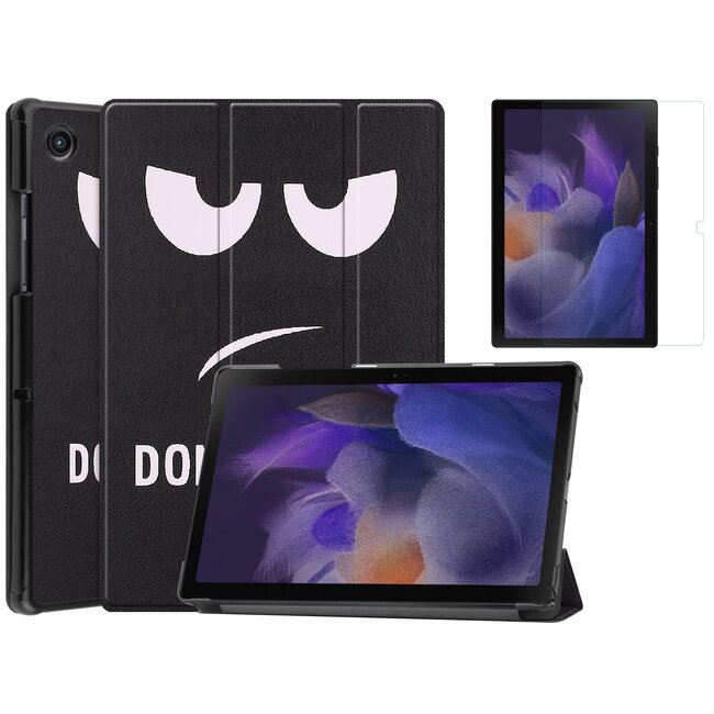 Case2go - Tablet Hoes & Screenprotector geschikt voor Samsung Galaxy Tab A8 (2022 & 2021) - 10.5 inch - Tri-Fold Book Case - Don't Touch Me