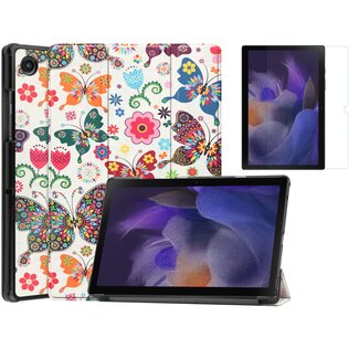 Case2go Case2go - Tablet Hoes & Screenprotector geschikt voor Samsung Galaxy Tab A8 (2022 & 2021) - 10.5 inch - Tri-Fold Book Case - Vlinders