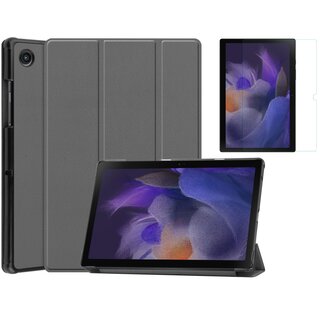 Case2go Case2go - Tablet Hoes & Screenprotector geschikt voor Samsung Galaxy Tab A8 (2022 & 2021) - 10.5 inch - Tri-Fold Book Case - Grijs