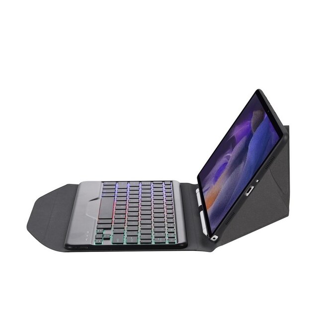 Case2go - Tablet Toetsenbord Hoes geschikt voor Samsung Galaxy Tab A8 (2021) 10.5 Inch - Bluetooth Toetsenbord Case met RGB Verlichting en Stylus Pen Houder - QWERTY - Zwart