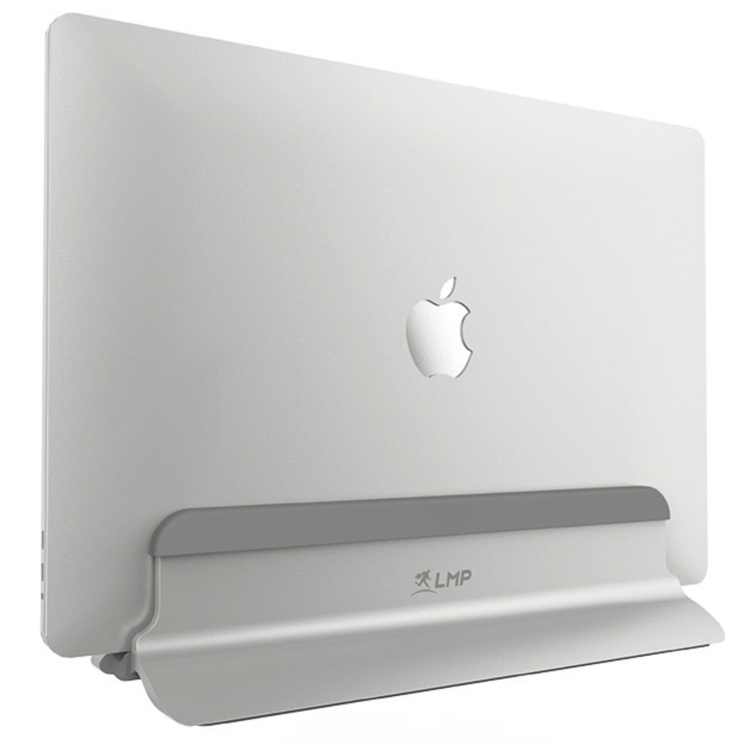 LMP - Verticale Aluminium Laptop standaard - Aluminium houder + USB-C HUB  Dock Prostand 4K met 7 Poorten - Geschikt voor elke MacBook van 12&quot;  tot 16&quot; - Zilver | Case2go.nl