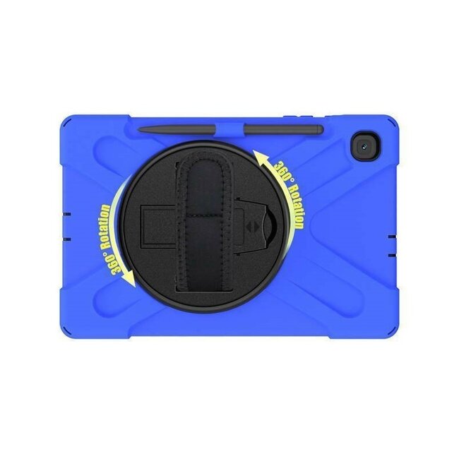 Case2go - Tablet Hoes geschikt voor Samsung Galaxy Tab S8 Plus - 12.4 Inch - Hand Strap Armor Case Met Pencil Houder - Blauw