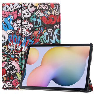Case2go Case2go - Tablet Hoes geschikt voor Samsung Galaxy Tab S8 Plus (2022) - 12.7 Inch - Tri-Fold Book Case - Graffiti