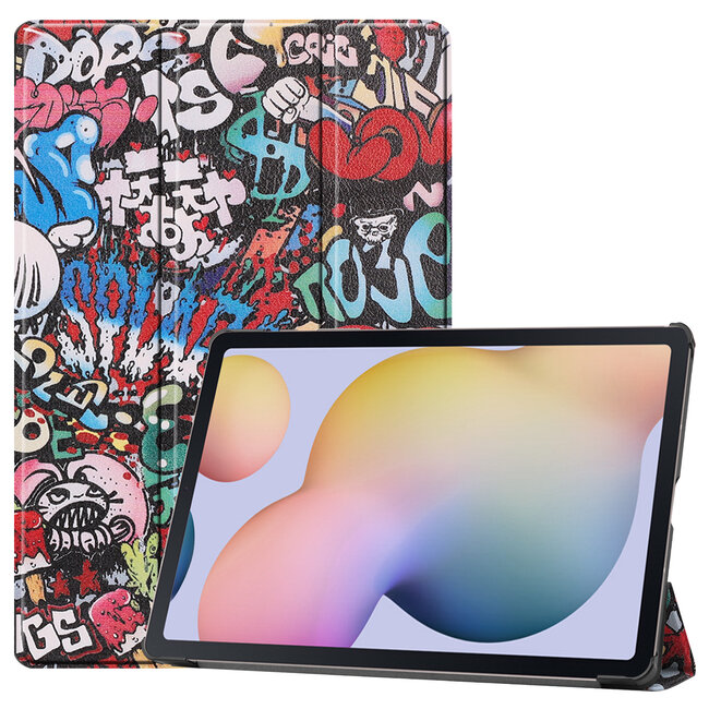 Case2go - Tablet Hoes geschikt voor Samsung Galaxy Tab S8 Plus (2022) - 12.7 Inch - Tri-Fold Book Case - Graffiti