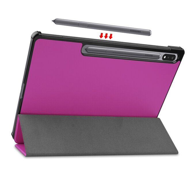 Case2go - Tablet Hoes geschikt voor Samsung Galaxy Tab S8 Plus (2022) - 12.7 Inch - Tri-Fold Book Case - Paars