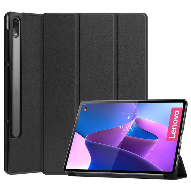 Case2go - Tablet hoes geschikt voor Lenovo Tab P12 Pro - 12.6 inch - Tri-Fold Book Case - Auto Wake functie - Zwart