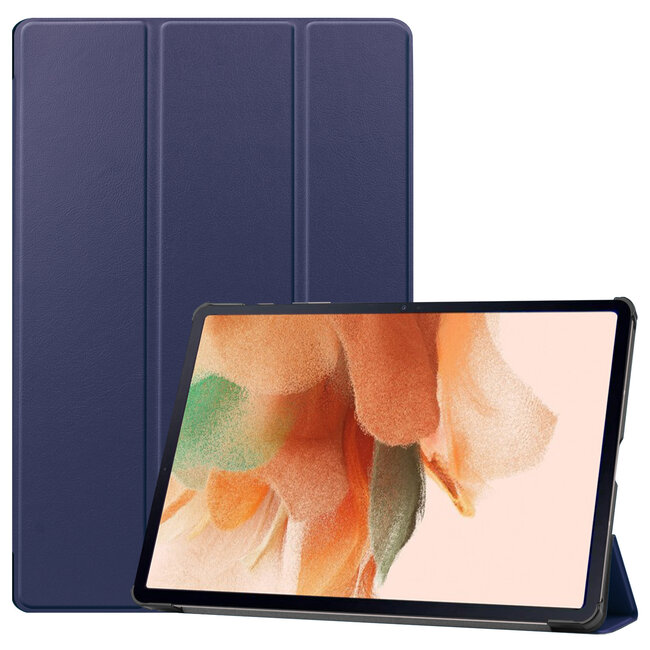 Case2go - Tablet Hoes geschikt voor Samsung Galaxy Tab S7 FE - 12.4 inch - Auto/Wake-Functie - Tri-Fold Book Case - Donker Blauw