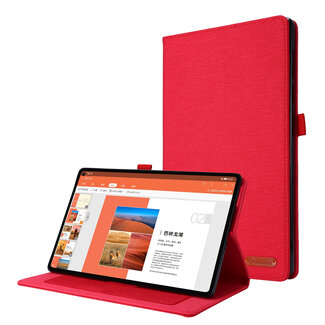 Case2go Case2go - Tablet Hoes geschikt voor Realme Pad - Cloth Pattern - Book Case - 10.4 inch - Rood