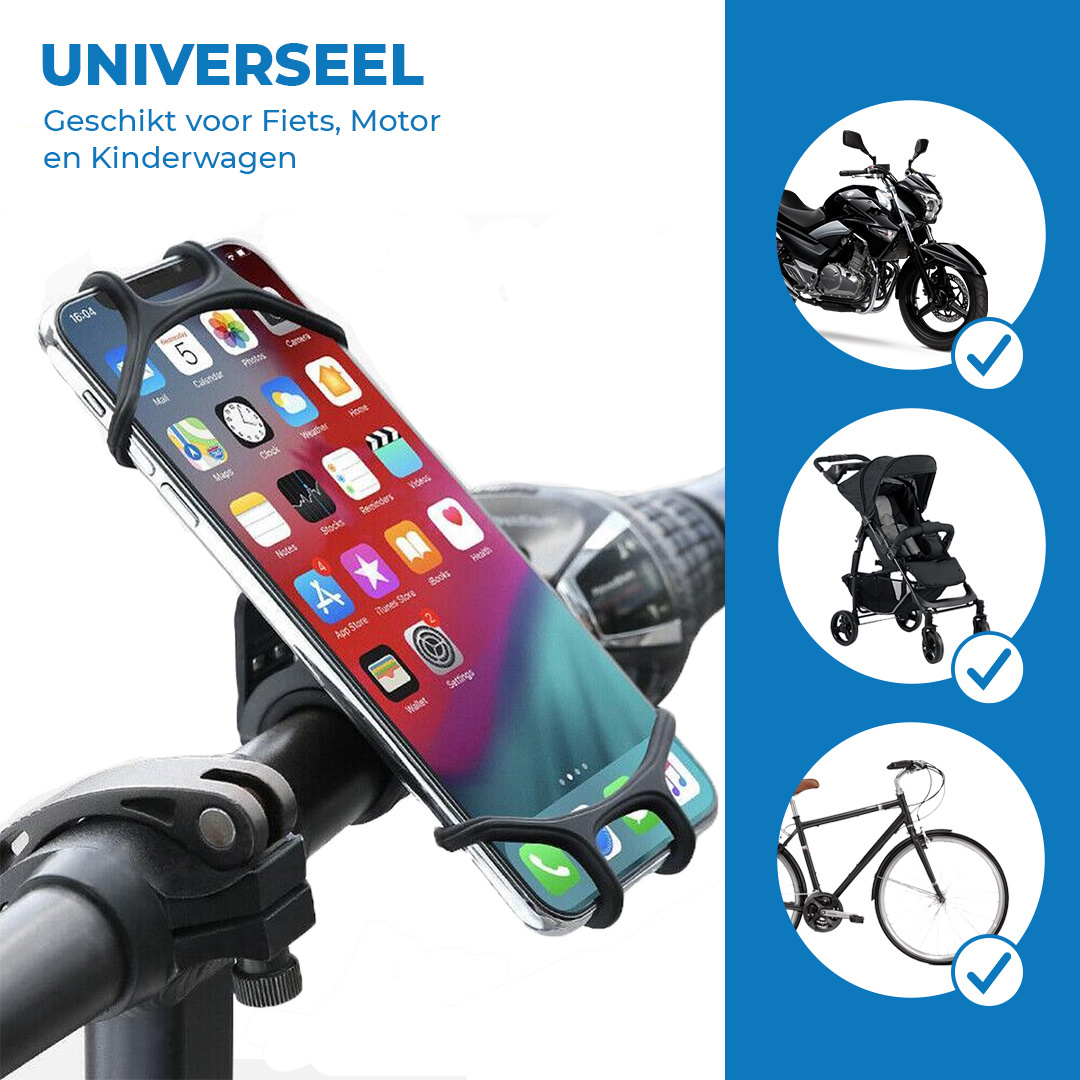 Rand enkel Primitief Universele Telefoonhouder Fiets - 4 tot 6.5 inch - Zwart | Case2go.nl