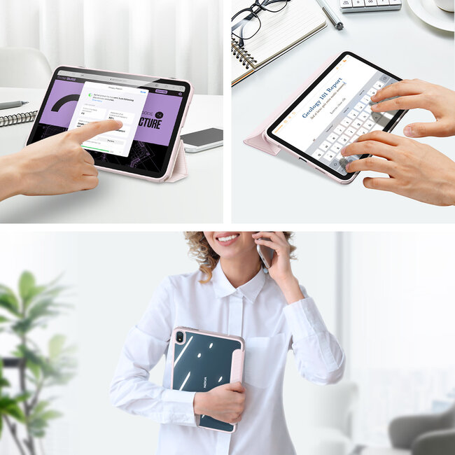 Dux Ducis - Tablet hoes geschikt voor Nokia T20 (2021) - 10.4 Inch - Toby Series - Auto Sleep/Wake functie - Tri-Fold Book Case - Roze