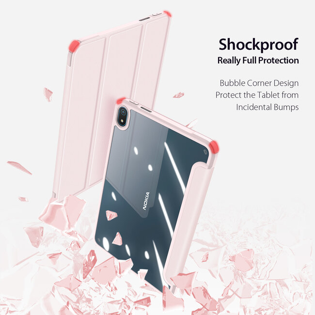 Dux Ducis - Tablet hoes geschikt voor Nokia T20 (2021) - 10.4 Inch - Toby Series - Auto Sleep/Wake functie - Tri-Fold Book Case - Roze