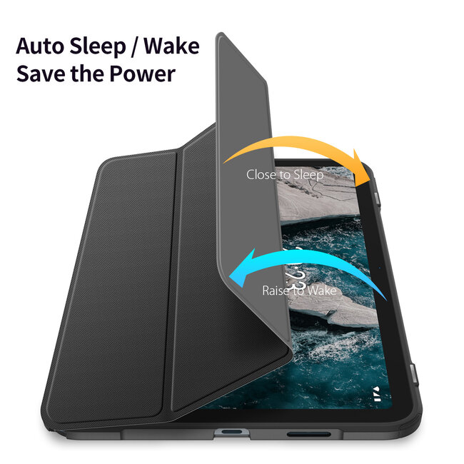 Dux Ducis - Tablet hoes geschikt voor Nokia T20 (2021) - 10.4 Inch - Toby Series - Auto Sleep/Wake functie - Tri-Fold Book Case - Zwart