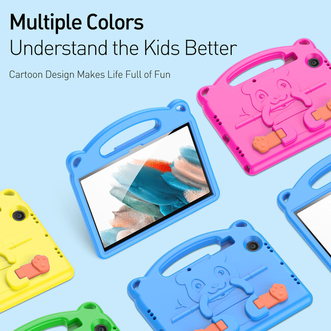 Samsung Galaxy Tab A8 2022 & 2021 (10.5 Inch) Hoes - Schokbestendige case met handvat - Panda Series - Licht Blauw