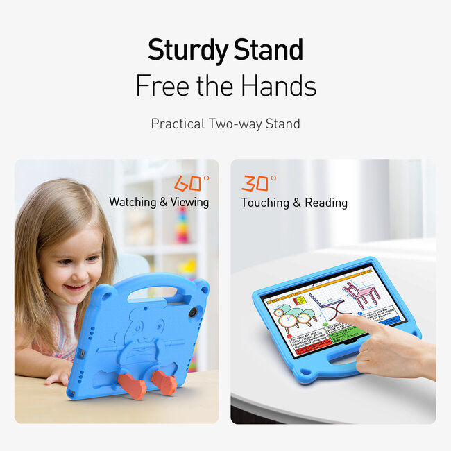 Samsung Galaxy Tab A8 2022 & 2021 (10.5 Inch) Hoes - Schokbestendige case met handvat - Panda Series - Licht Blauw