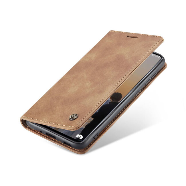 CaseMe - Hoesje geschikt voor Samsung Galaxy A33 5G - Wallet Book Case - Magneetsluiting - Licht Bruin