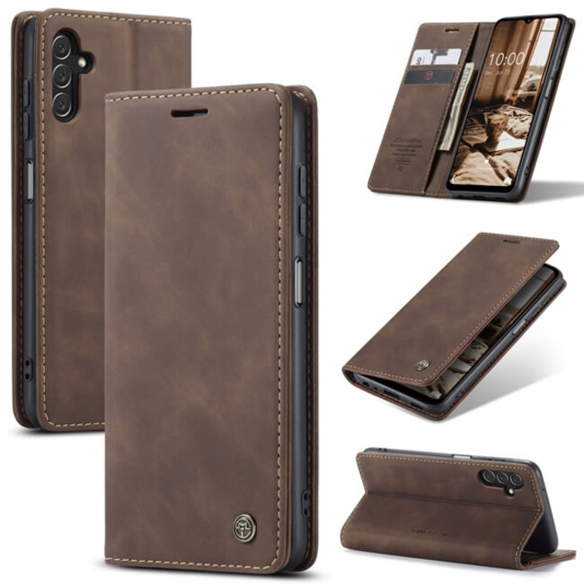 CaseMe - Hoesje geschikt voor Samsung Galaxy A13 5G - Wallet Book Case - Magneetsluiting - Donker Bruin