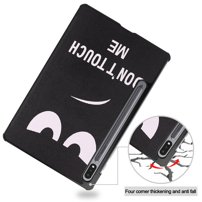 Case2go - Tablet Hoes geschikt voor Samsung Galaxy Tab S8 (2022) - Tri-Fold Book Case - Don&#039;t Touch Me