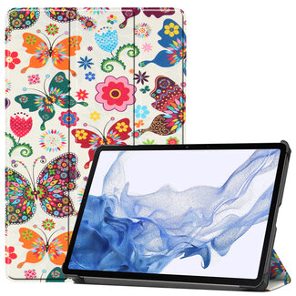 Case2go Case2go - Tablet Hoes geschikt voor Samsung Galaxy Tab S8 (2022) - Tri-Fold Book Case - Vlinders