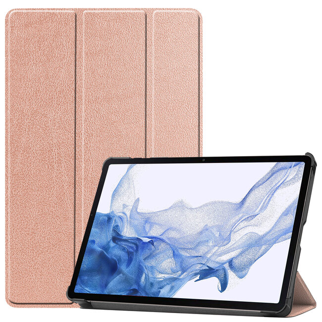 Case2go - Tablet Hoes geschikt voor Samsung Galaxy Tab S8 (2022) - Tri-Fold Book Case - Rosé Goud