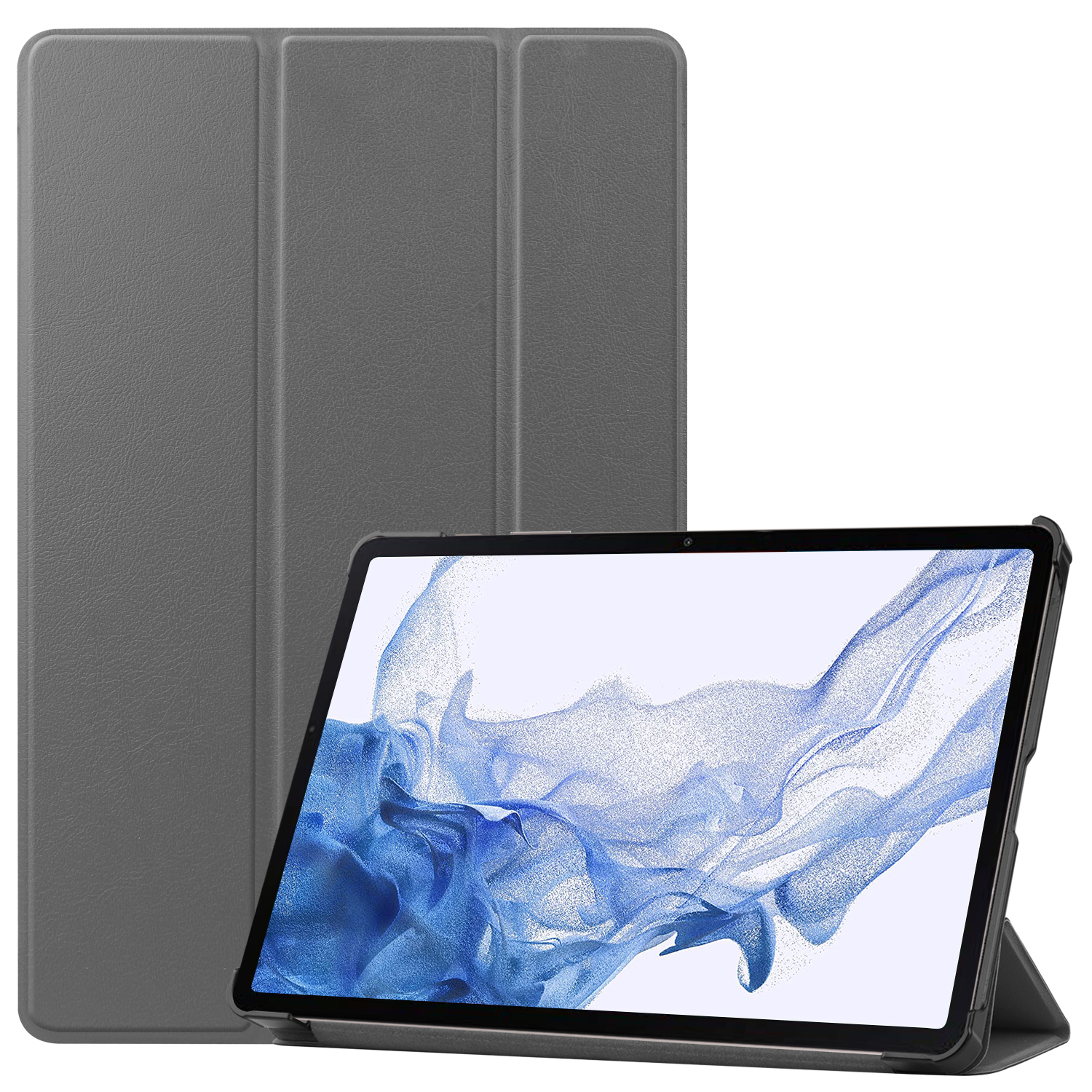 Case2go - Tablet Hoes geschikt voor Samsung Galaxy Tab S8 (2022) - Tri-Fold Book Case - Grijs afbeelding