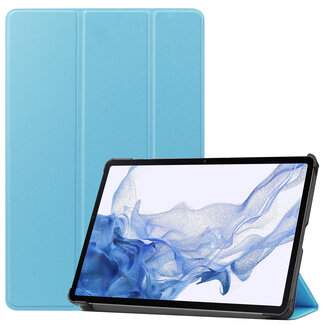 Case2go Case2go - Tablet Hoes geschikt voor Samsung Galaxy Tab S8 (2022) - Tri-Fold Book Case - Licht Blauw