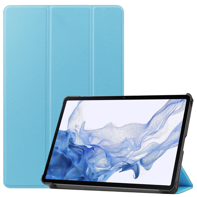 Case2go - Tablet Hoes geschikt voor Samsung Galaxy Tab S8 (2022) - Tri-Fold Book Case - Licht Blauw