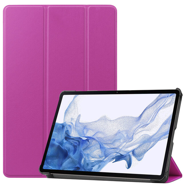Case2go - Tablet Hoes geschikt voor Samsung Galaxy Tab S8 (2022) - Tri-Fold Book Case - Paars