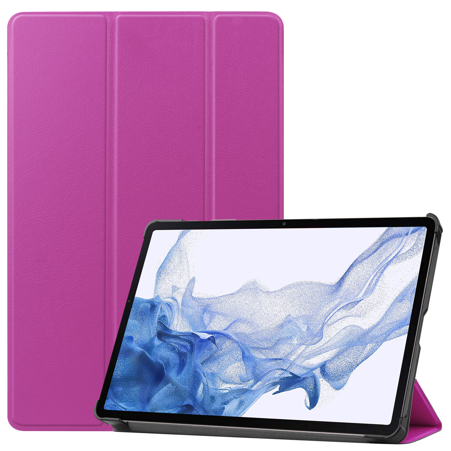 Case2go - Tablet Hoes geschikt voor Samsung Galaxy Tab S8 (2022) - Tri-Fold Book Case - Paars afbeelding