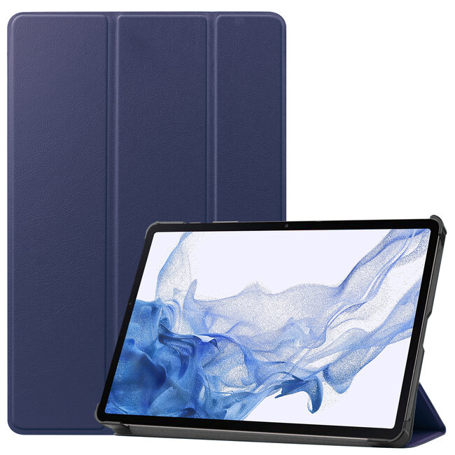 Case2go - Tablet Hoes geschikt voor Samsung Galaxy Tab S8 (2022) - Tri-Fold Book Case - Donker Blauw