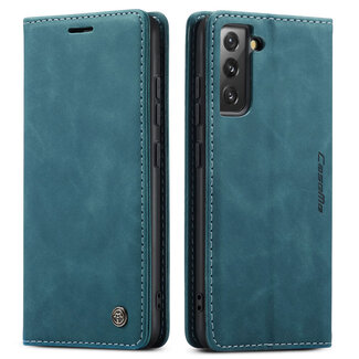 CaseMe Caseme - Telefoonhoesje geschikt voor Samsung Galaxy S22 - Retro Wallet Book Case - Magneetsluiting - Blauw